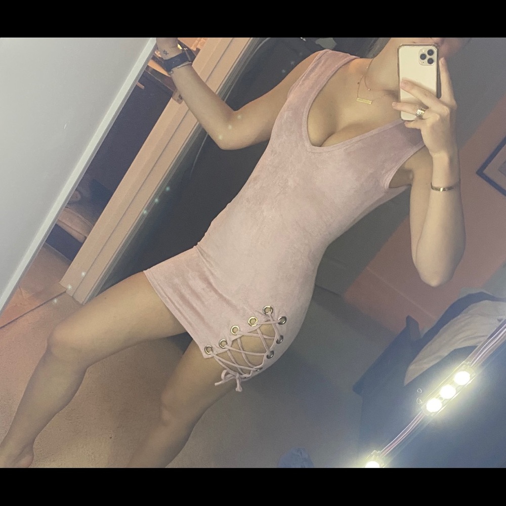 Oh Polly Pink Suede Mini Dress